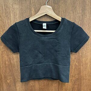 Offline by Aerie Black Ribbed Fitted Top - Size XS